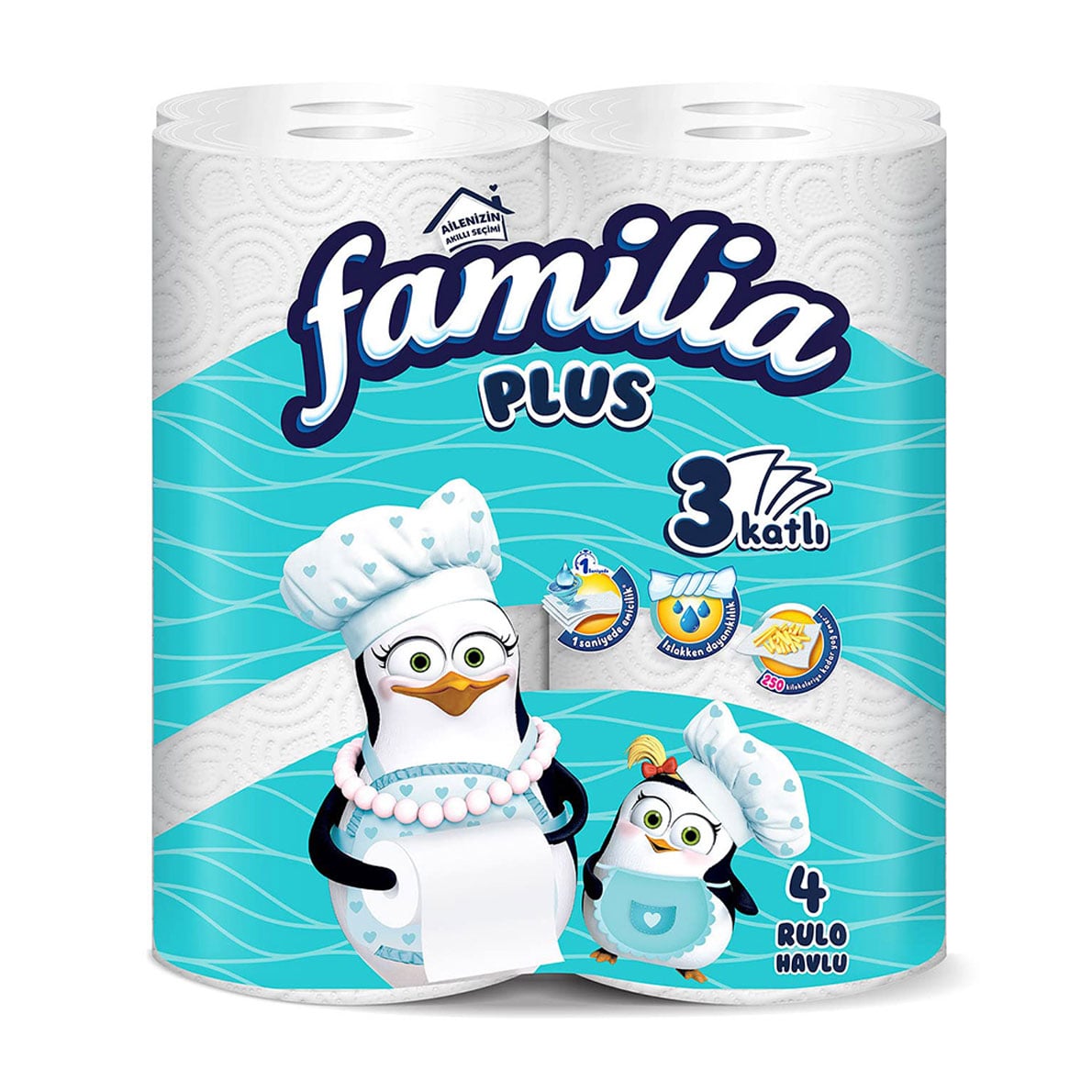 Паперові рушники Familia 3-шарові, 85 відривів, 4 рулони